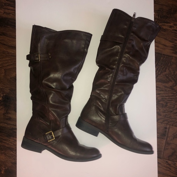 Brown Leather Rider Boots - Picture 1 of 2